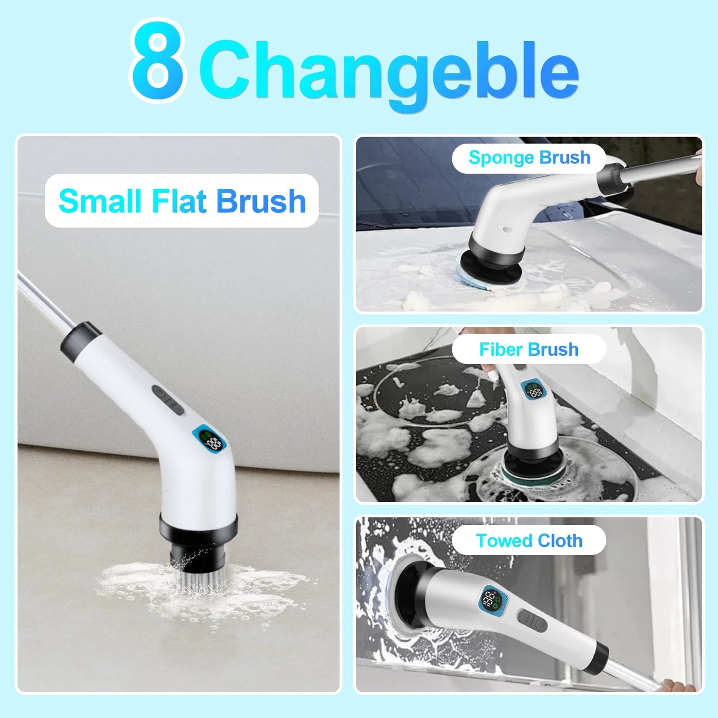 Electric Spin Scrubber for Bathroom, Floor & Shower – Cordless 7-in-1 Cleaning Brush
