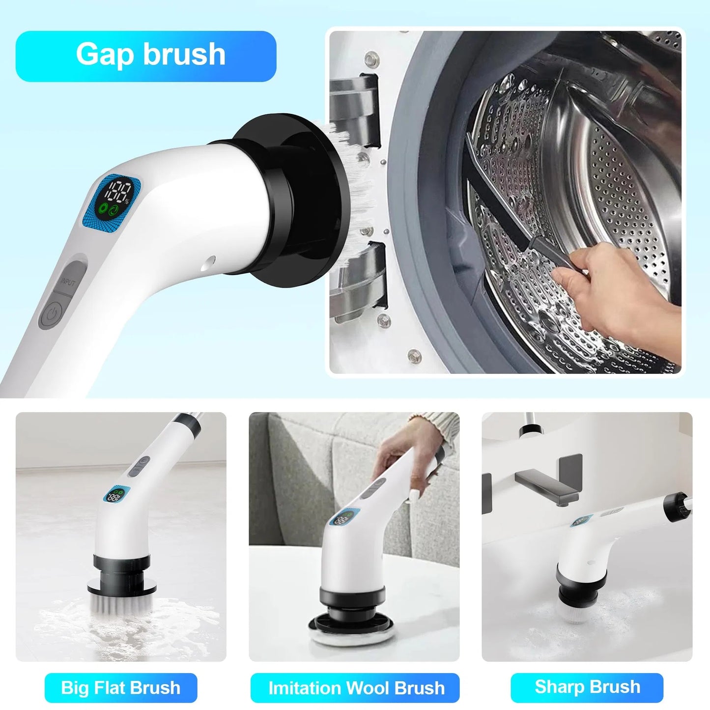 Electric Spin Scrubber for Bathroom, Floor & Shower – Cordless 7-in-1 Cleaning Brush