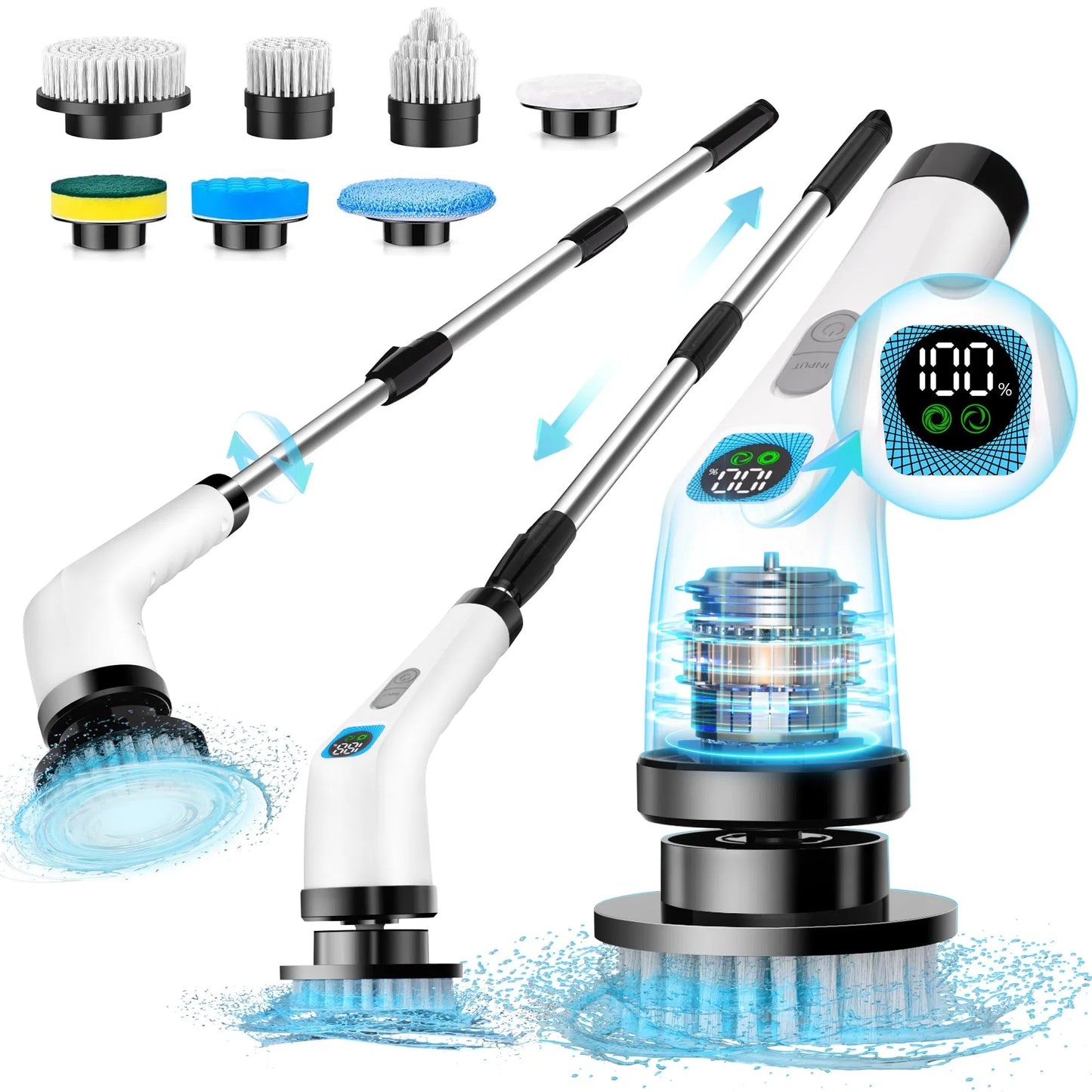 Electric Spin Scrubber for Bathroom, Floor & Shower – Cordless 7-in-1 Cleaning Brush