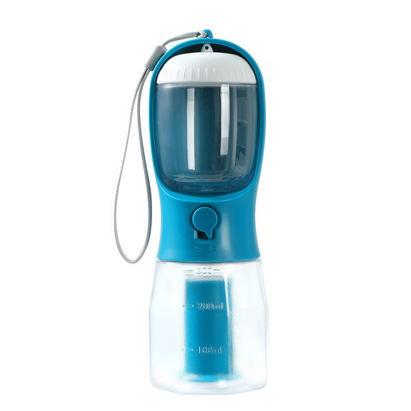 3-in-1 Portable Dog Water Bottle – Travel Pet Cup with Food Container & Waste Bag Dispenser