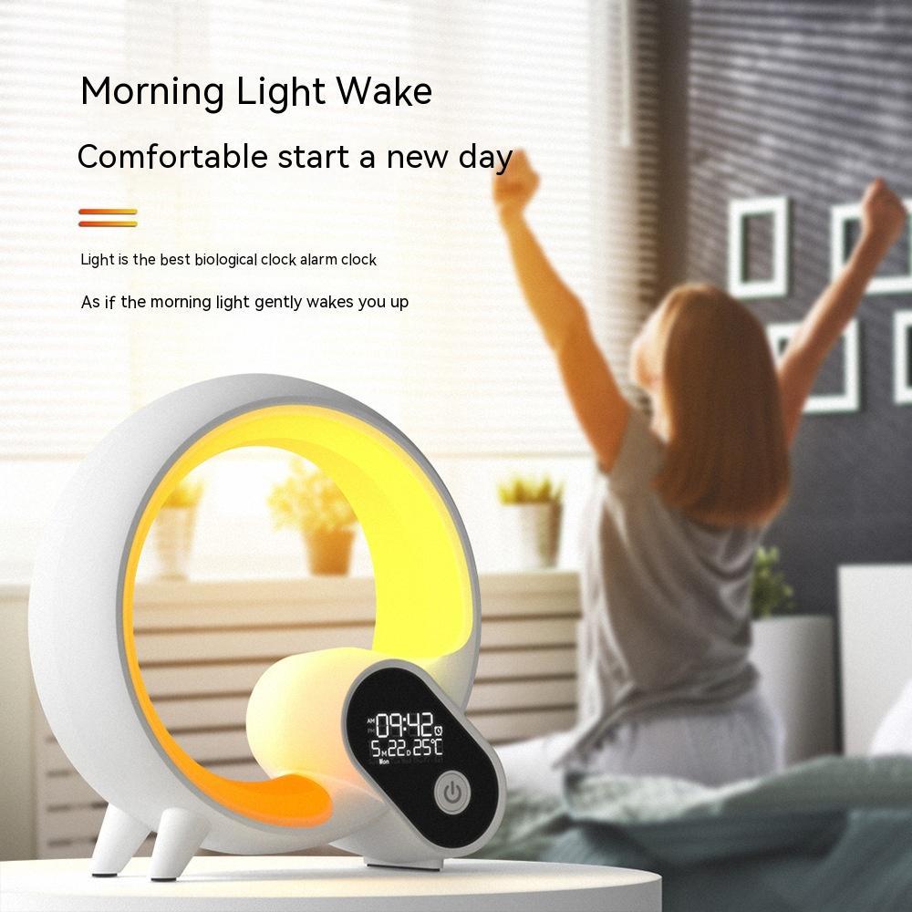 Creative Q Light Analog Sunrise Alarm Clock with Digital Display, Bluetooth Audio & Colorful Atmosphere Lighting