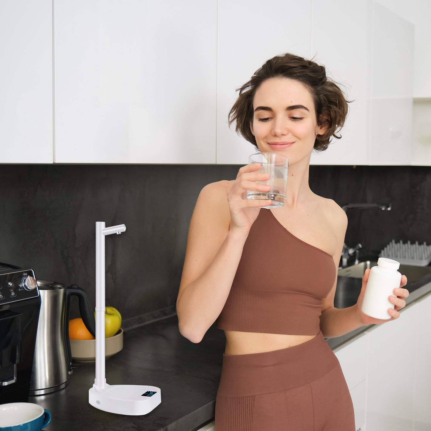 Rechargeable Automatic Water Dispenser with Stand – Desktop Water Bottle Dispenser & Extension Tube
