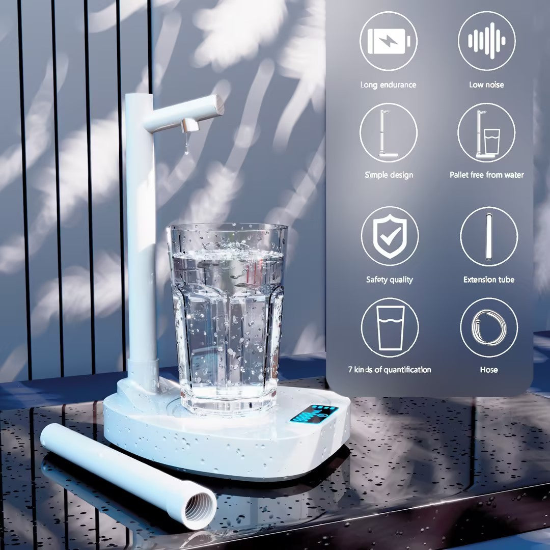 Rechargeable Automatic Water Dispenser with Stand – Desktop Water Bottle Dispenser & Extension Tube