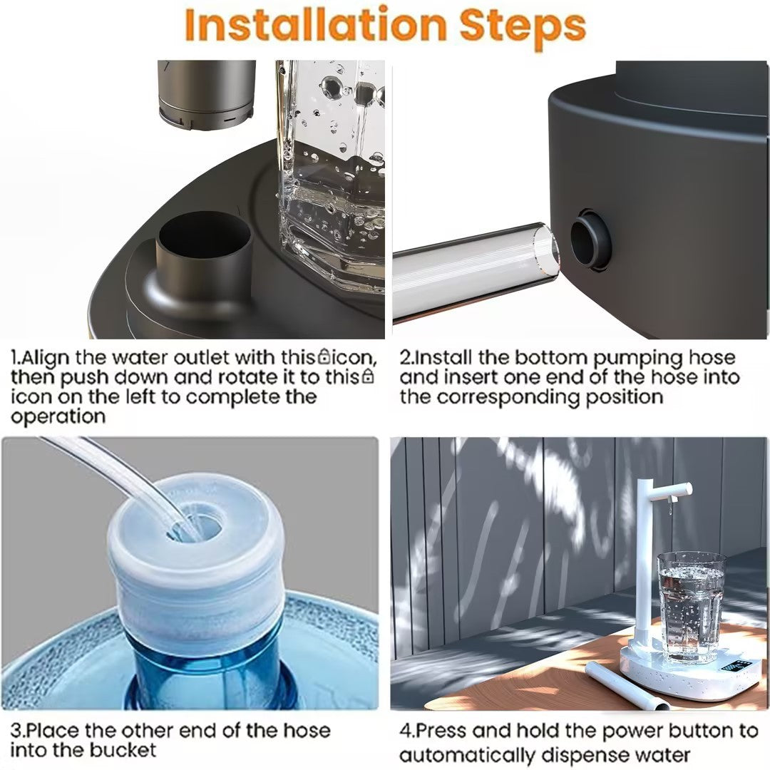 Rechargeable Automatic Water Dispenser with Stand – Desktop Water Bottle Dispenser & Extension Tube