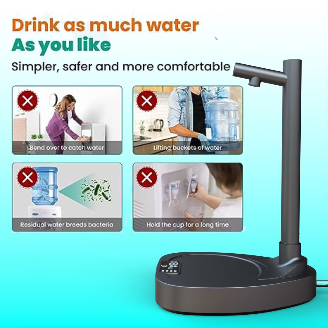 Rechargeable Automatic Water Dispenser with Stand – Desktop Water Bottle Dispenser & Extension Tube