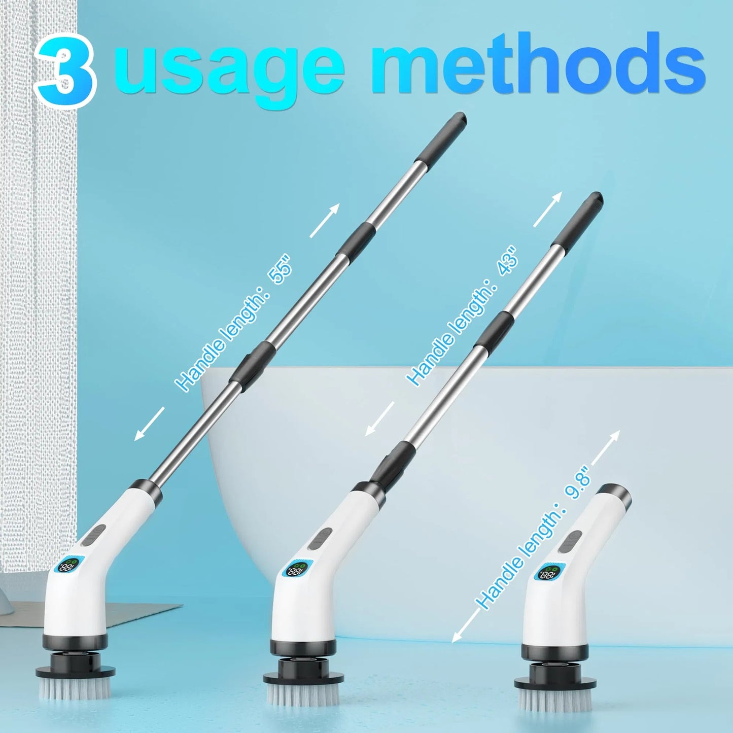 Electric Spin Scrubber for Bathroom, Floor & Shower – Cordless 7-in-1 Cleaning Brush