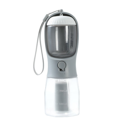 3-in-1 Portable Dog Water Bottle – Travel Pet Cup with Food Container & Waste Bag Dispenser