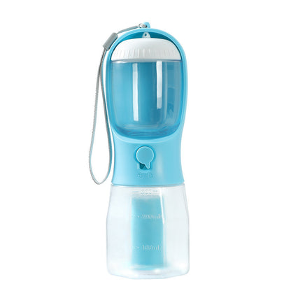 3-in-1 Portable Dog Water Bottle – Travel Pet Cup with Food Container & Waste Bag Dispenser