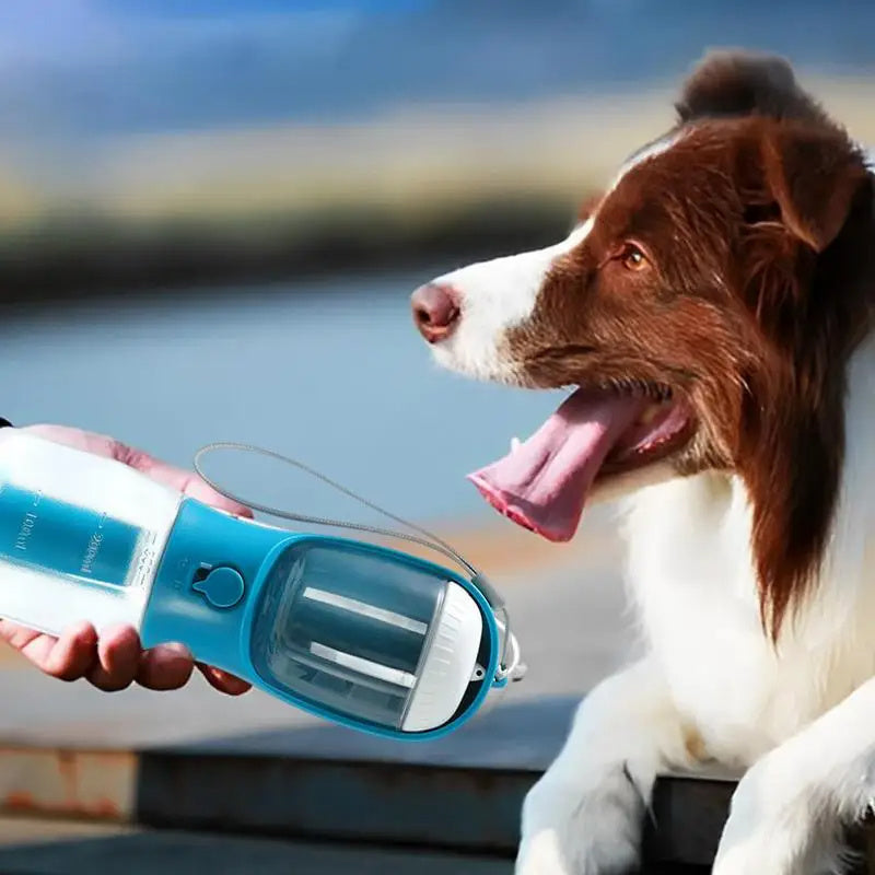 3-in-1 Portable Dog Water Bottle – Travel Pet Cup with Food Container & Waste Bag Dispenser