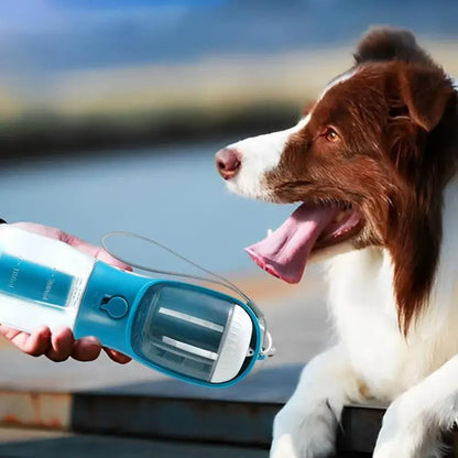 3-in-1 Portable Dog Water Bottle – Travel Pet Cup with Food Container & Waste Bag Dispenser