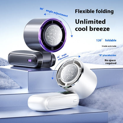 High-Speed Handheld Electric Fan – Foldable, Adjustable Mini Ice Fan for Outdoor & Neck Hanging Use