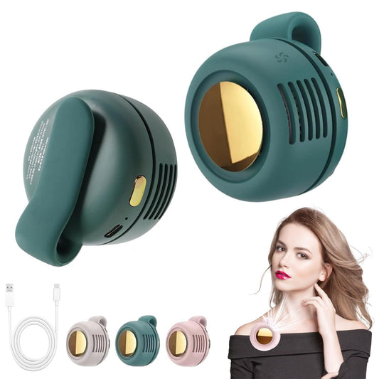 Mini Clip-On Waist & Neck Fan – Portable Leafless USB Fan with 3 Speeds, 900mAh Battery for Outdoor Use