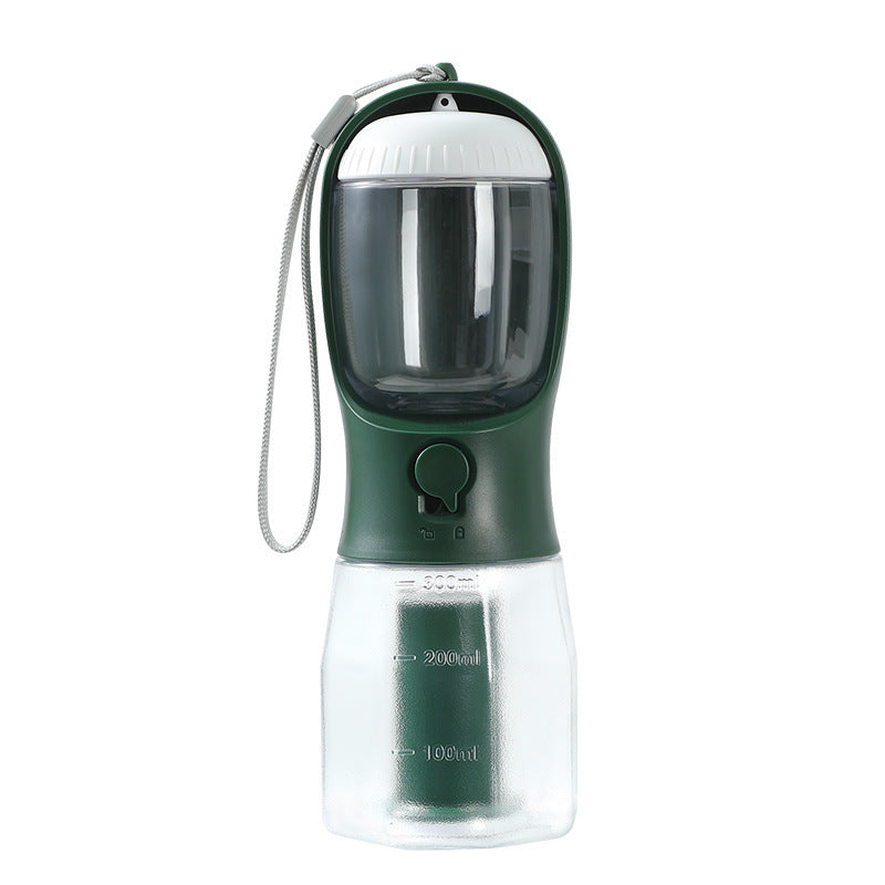3-in-1 Portable Dog Water Bottle – Travel Pet Cup with Food Container & Waste Bag Dispenser
