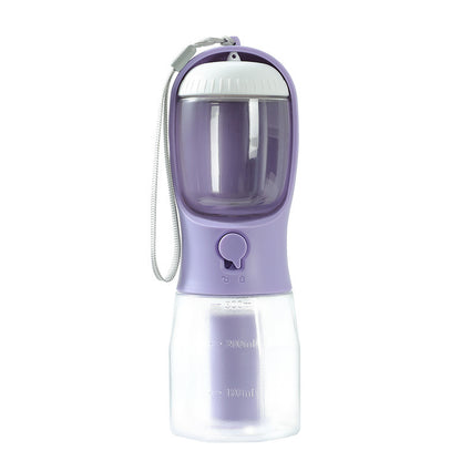 3-in-1 Portable Dog Water Bottle – Travel Pet Cup with Food Container & Waste Bag Dispenser