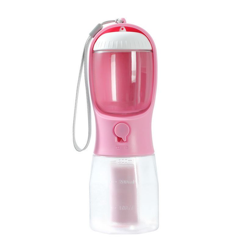 3-in-1 Portable Dog Water Bottle – Travel Pet Cup with Food Container & Waste Bag Dispenser