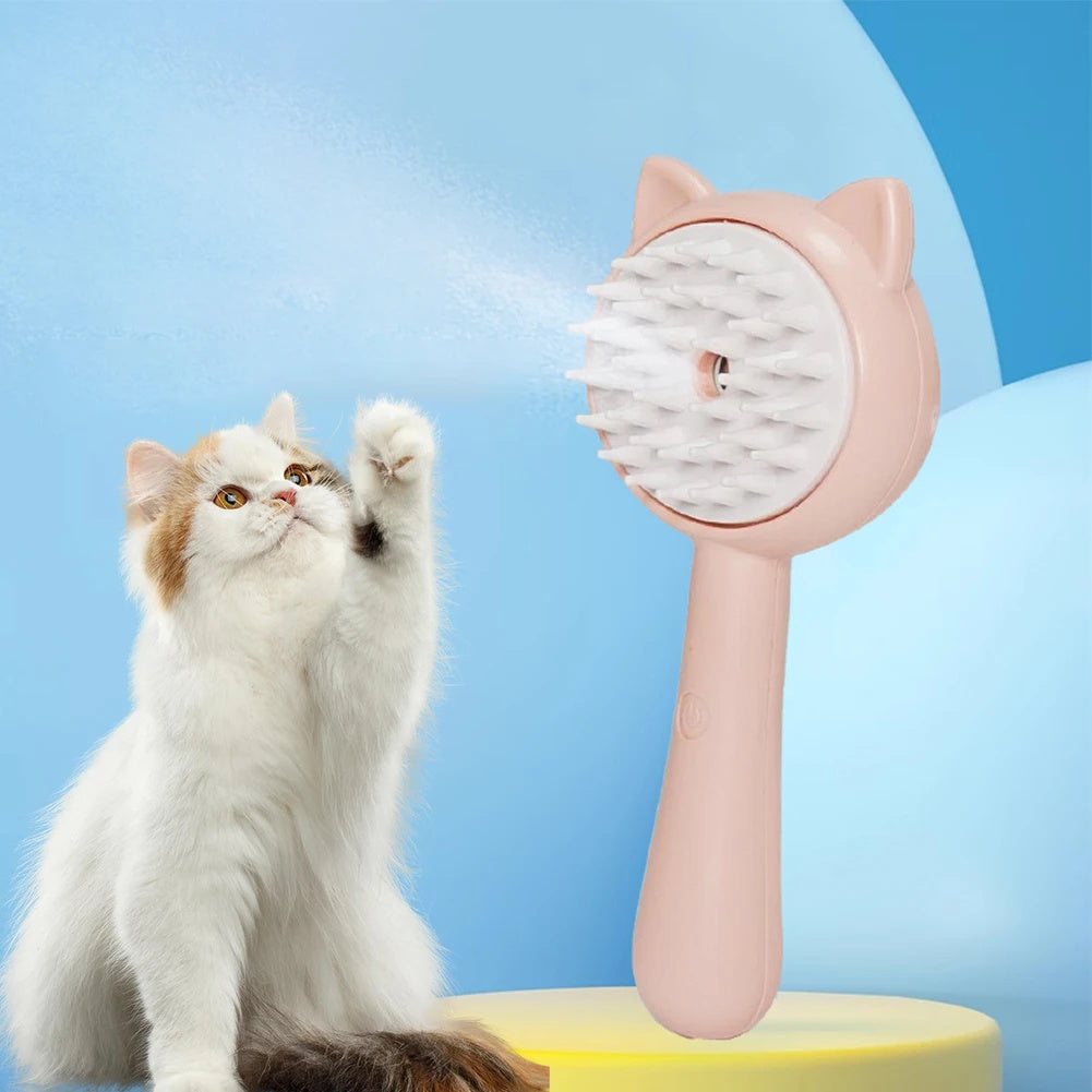 Rechargeable Pet Grooming Brush – Self-Cleaning Mist Slicker for Cats & Dogs