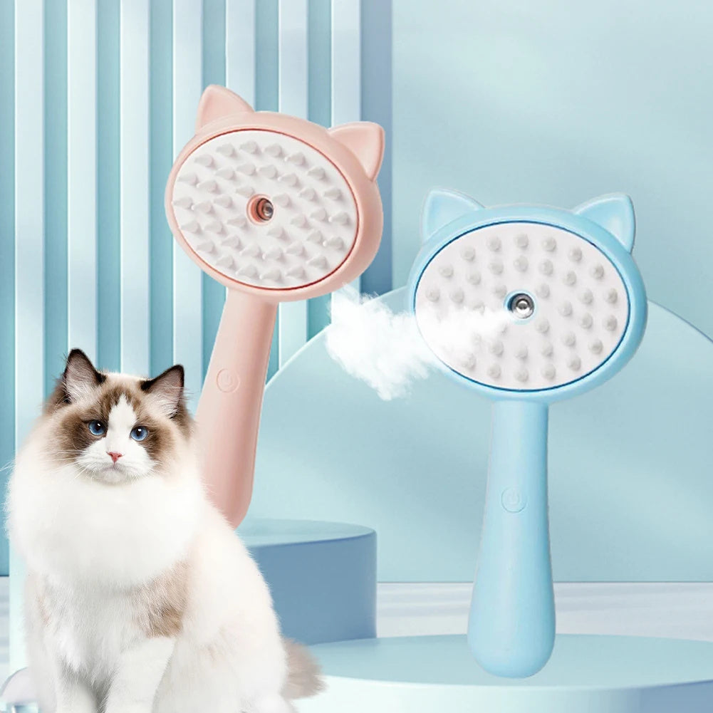 Rechargeable Pet Grooming Brush – Self-Cleaning Mist Slicker for Cats & Dogs