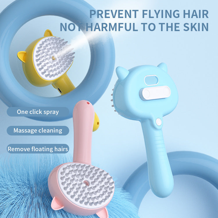 Rechargeable Pet Grooming Brush – Self-Cleaning Mist Slicker for Cats & Dogs